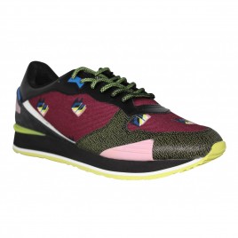 KENZO Running cuir + toile Homme Bordeaux