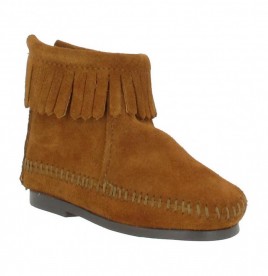 MINNETONKA Back Zipper Boot velours Enfant Marron