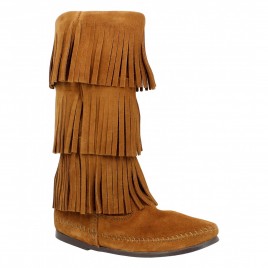 MINNETONKA Layer Fringe velours Femme Marron