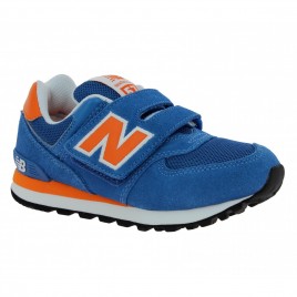 NEW BALANCE KV574 toile + velours Enfant Bleu + Orange