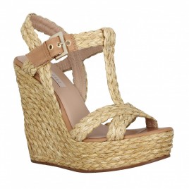 PURA LOPEZ 611 rafia + cuir Femme Nude