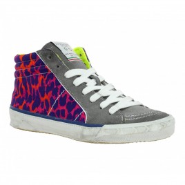 SERAFINI Caracas velours + toile Femme Gris + Leopard violet