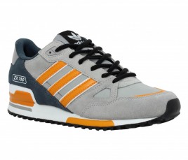 ADIDAS ZX 750 toile + velours Homme Gris + Orange