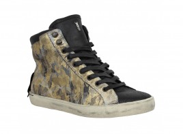 CRIME CR 2566 cuir + camo Femme Noir + Dore