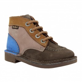 KICKERS Kick Col velours Enfant Marron + Camel