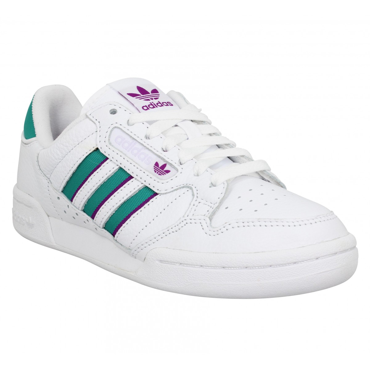 Adidas continental 80 stripes cuir femme blanc vert Fanny chaussures