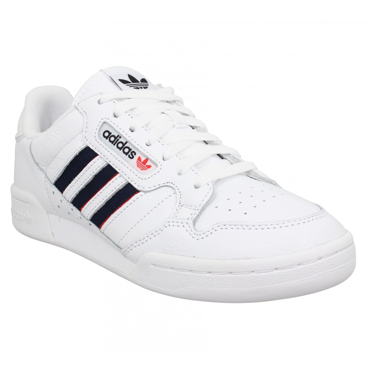 Adidas stripes cuir homme blanc bleu rouge | Fanny chaussures