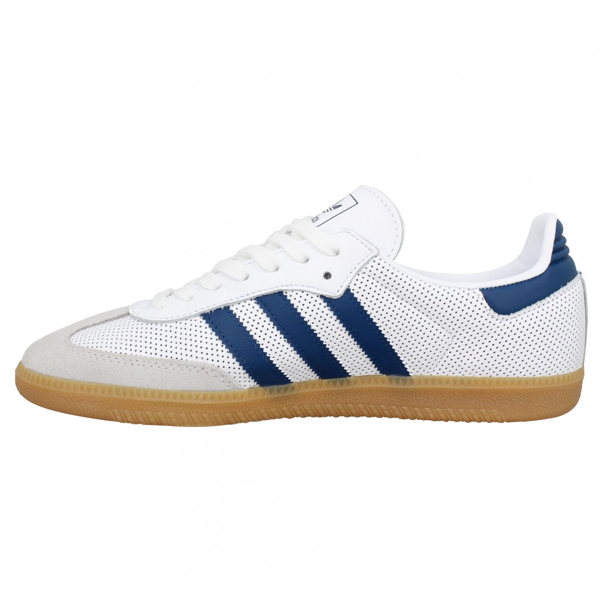 Adidas cuir homme blanc bleu homme | Fanny chaussures