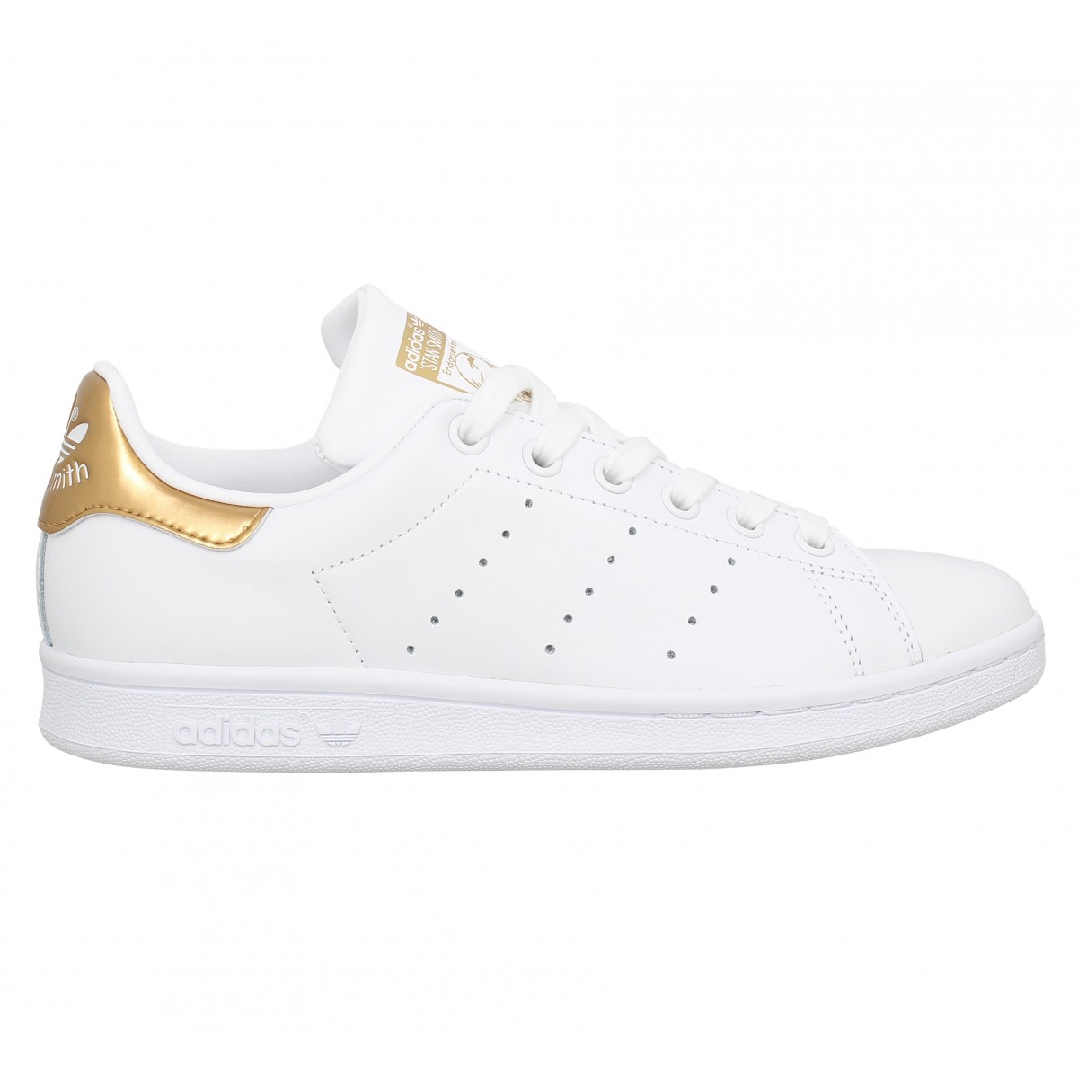 adidas stan smith femme blanche et or