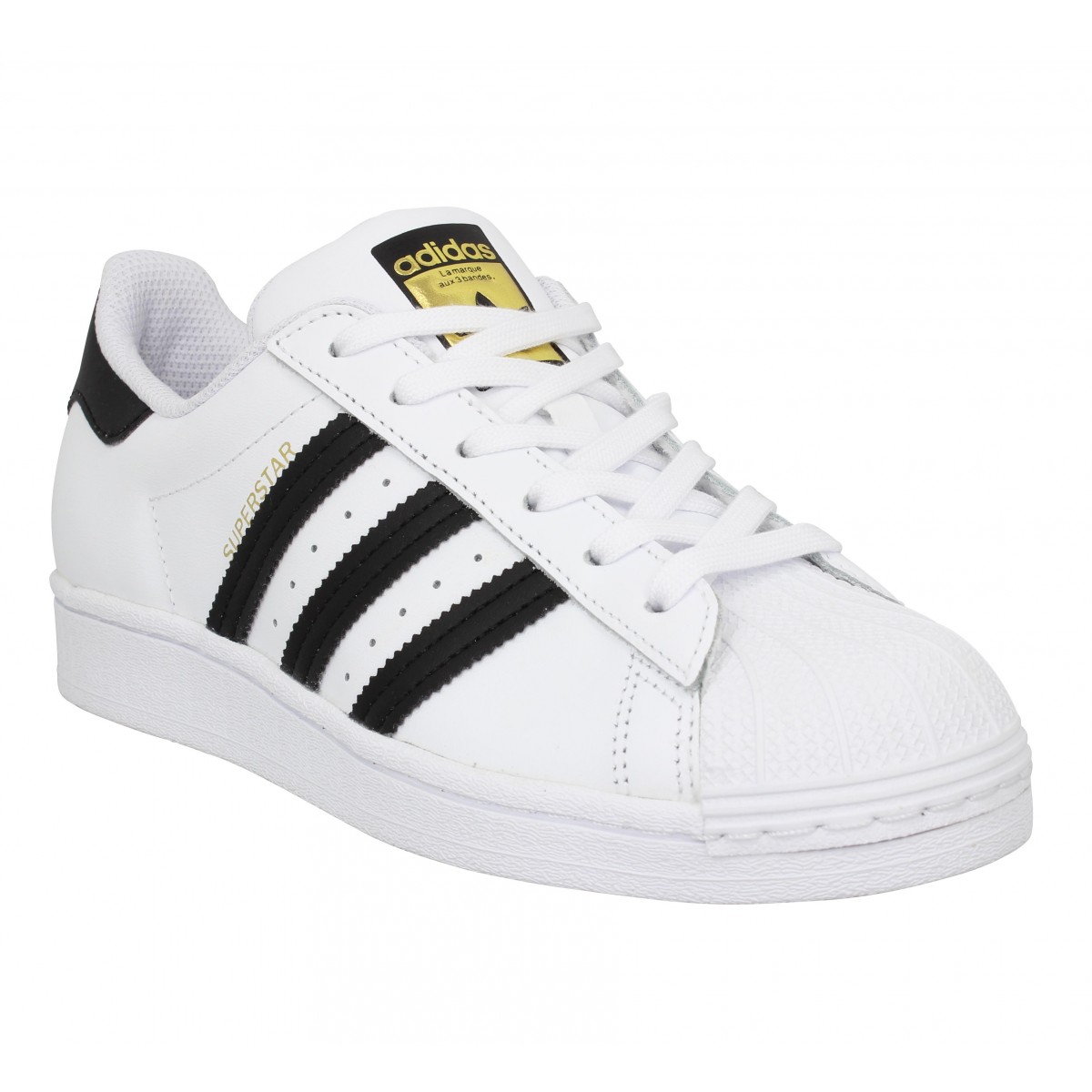 Chaussures superstar cuir femme blanc noir femme | Fanny chaussures