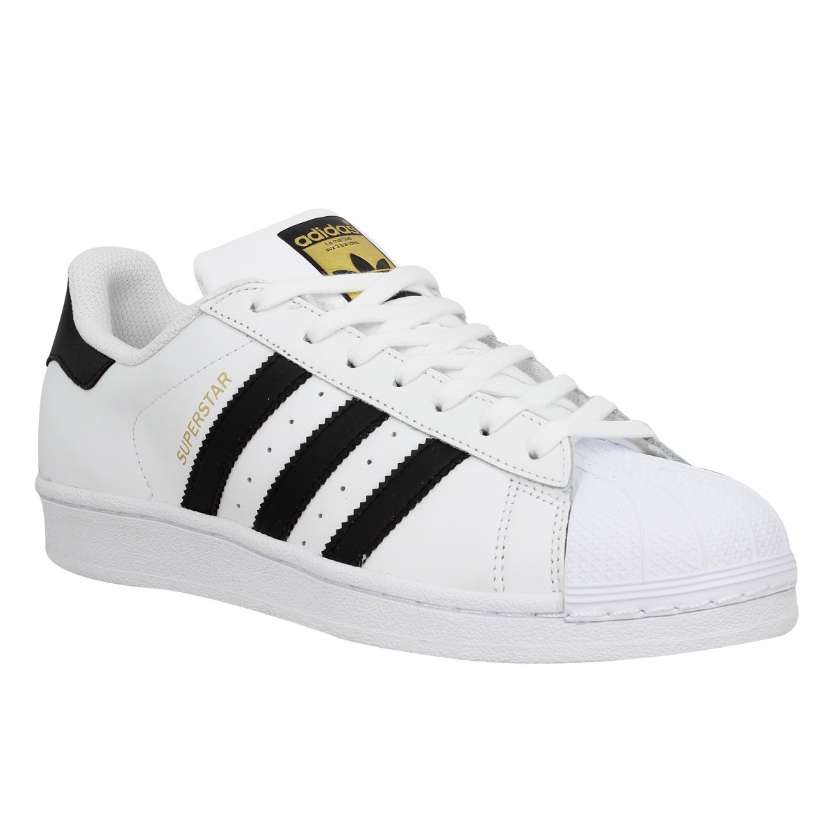 Baskets ADIDAS Superstar cuir Homme Blanc + Noir