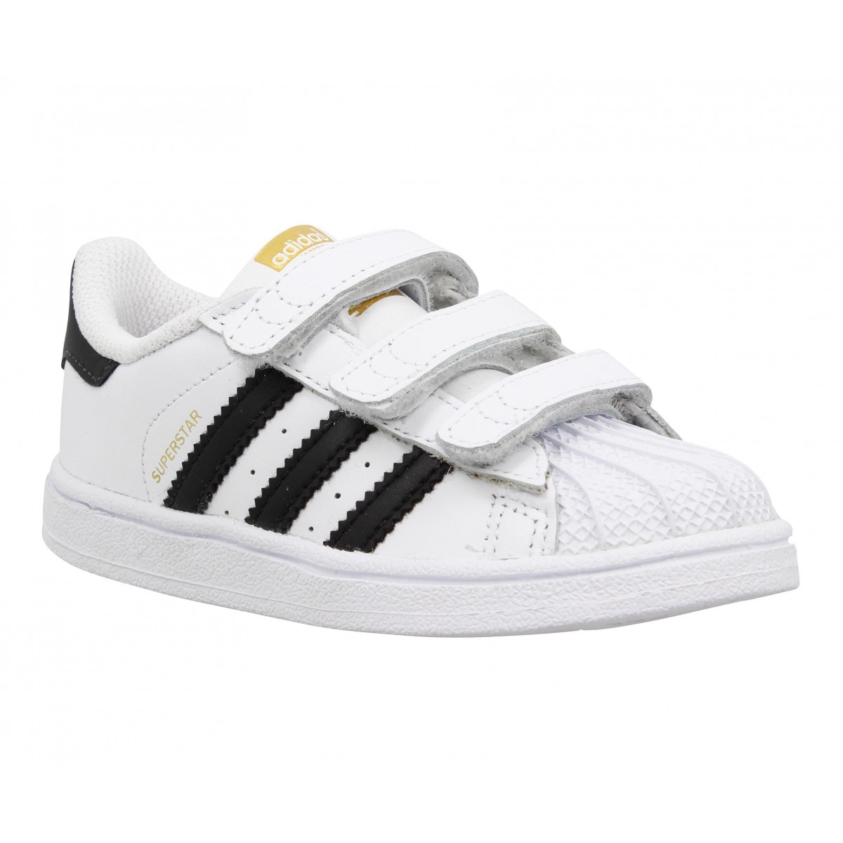 Baskets ADIDAS Superstar Foundation cuir Enfant Blanc + Noir