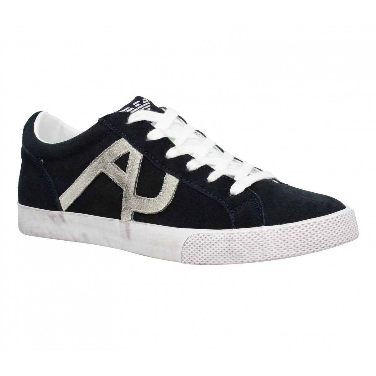 Baskets ARMANI JEANS 6525 velours Homme Marine
