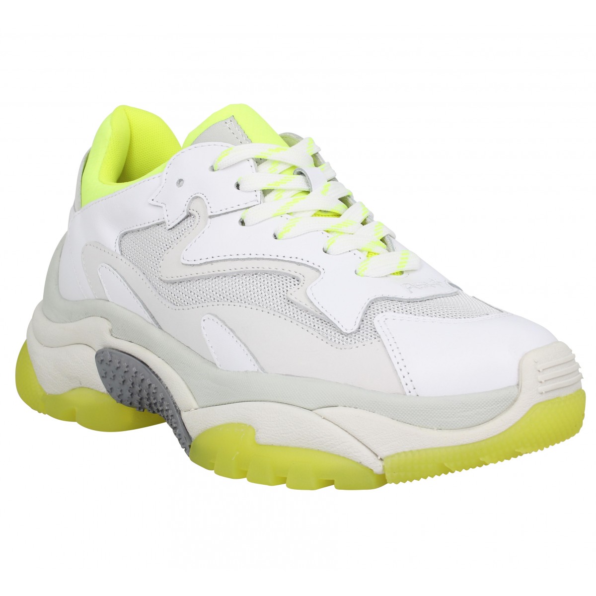 Ash addict cuir femme blanc fluo femme | Fanny chaussures