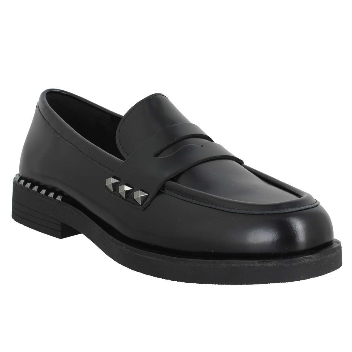 Mocassins ASH Whisper Studs cuir Femme Noir