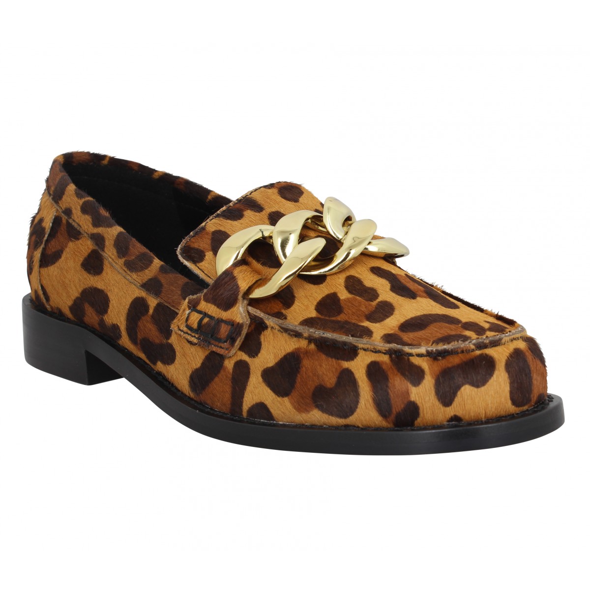 Mocassins ATELIER MERCADAL Yale Chaine cuir print Femme Leopard