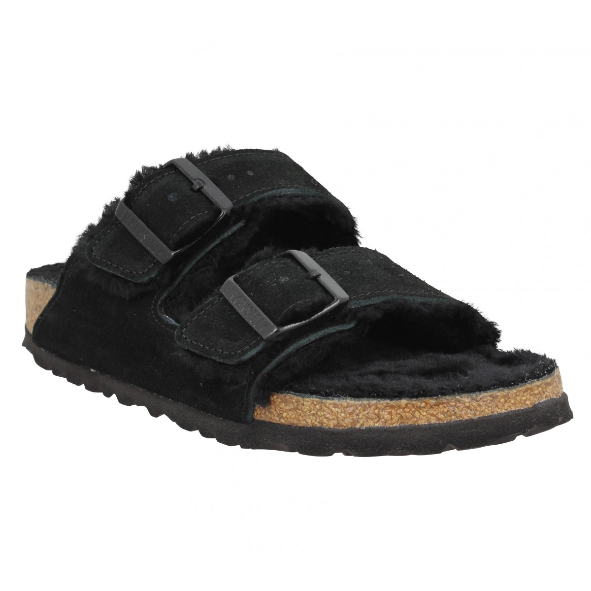 Mules BIRKENSTOCK Arizona Shearling suede Femme Noir