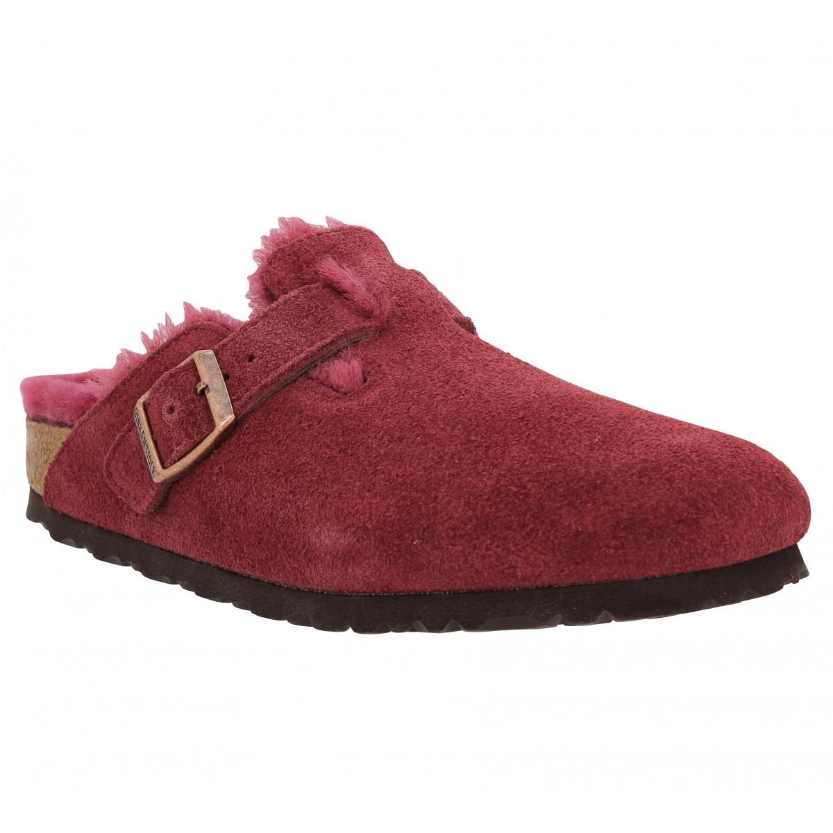 Chaussures Birkenstock boston fur velours femme bordeaux femme | Fanny  chaussures