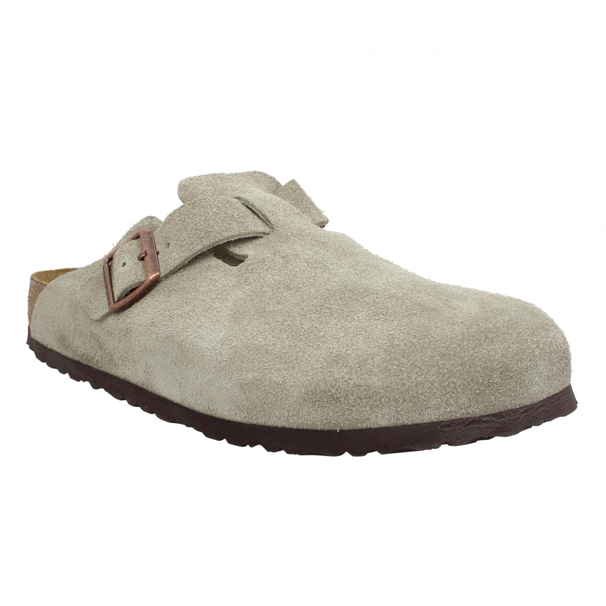 Mules BIRKENSTOCK Boston Narrow Fit suede Homme Taupe