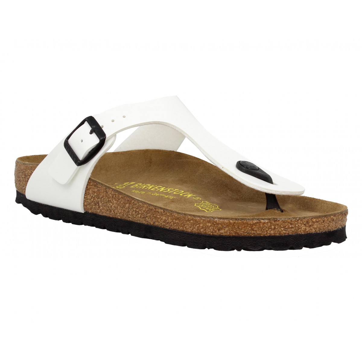 Mules BIRKENSTOCK Gizeh birko flor vernis Femme Blanc