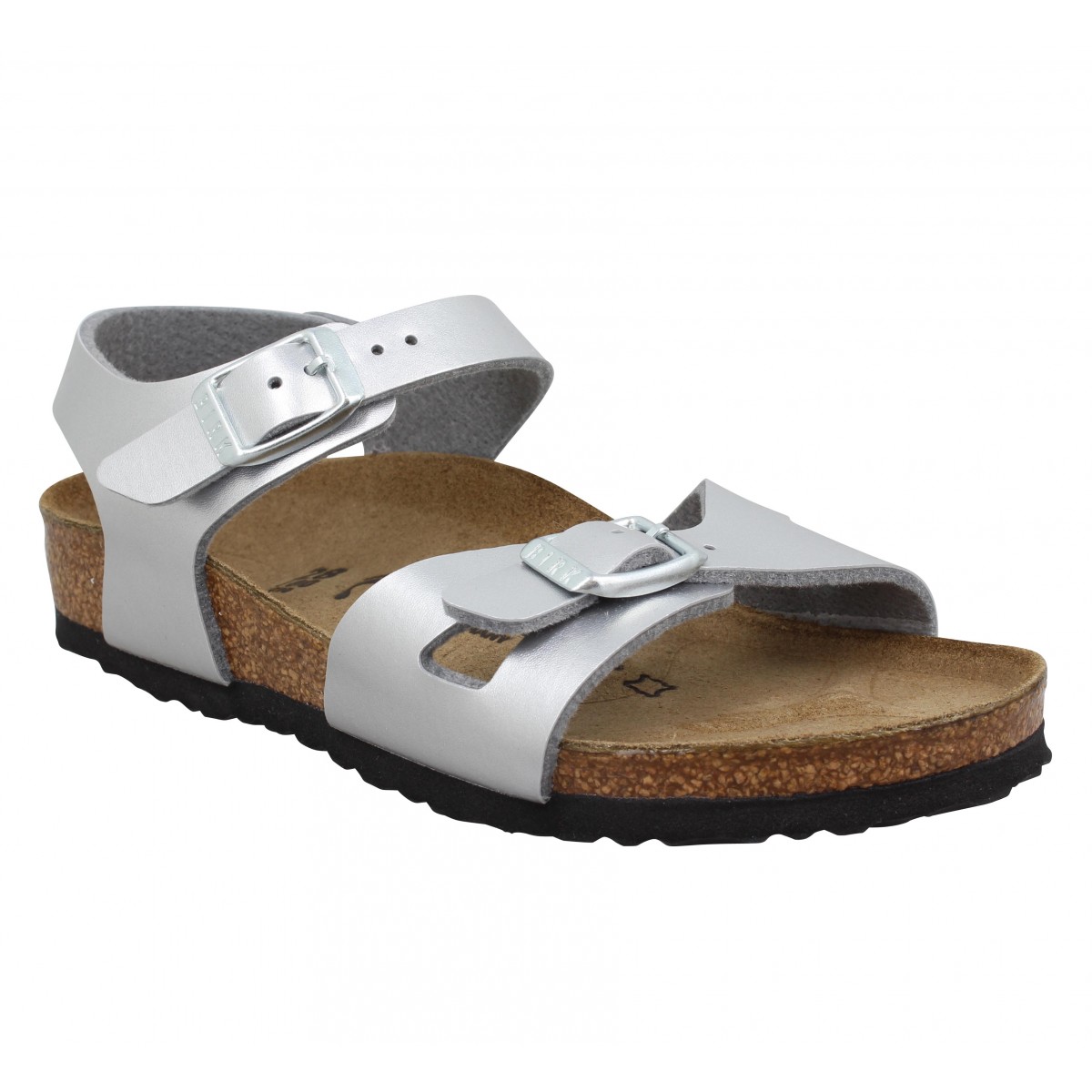 Sandales BIRKENSTOCK Rio Birko Flor metallic Enfant Argent