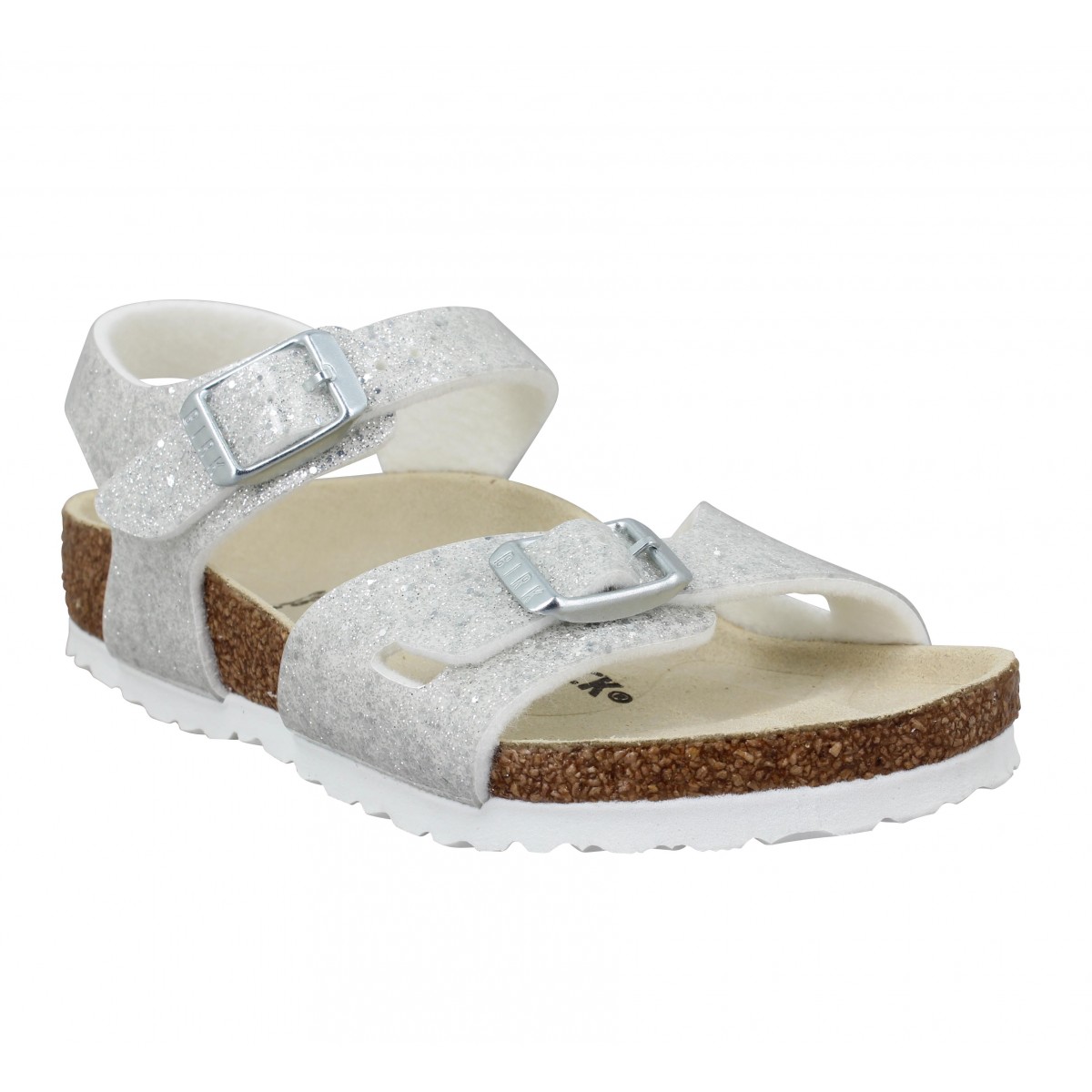 Birkenstock rio kids birko flor cosmic sparkle enfant blanc