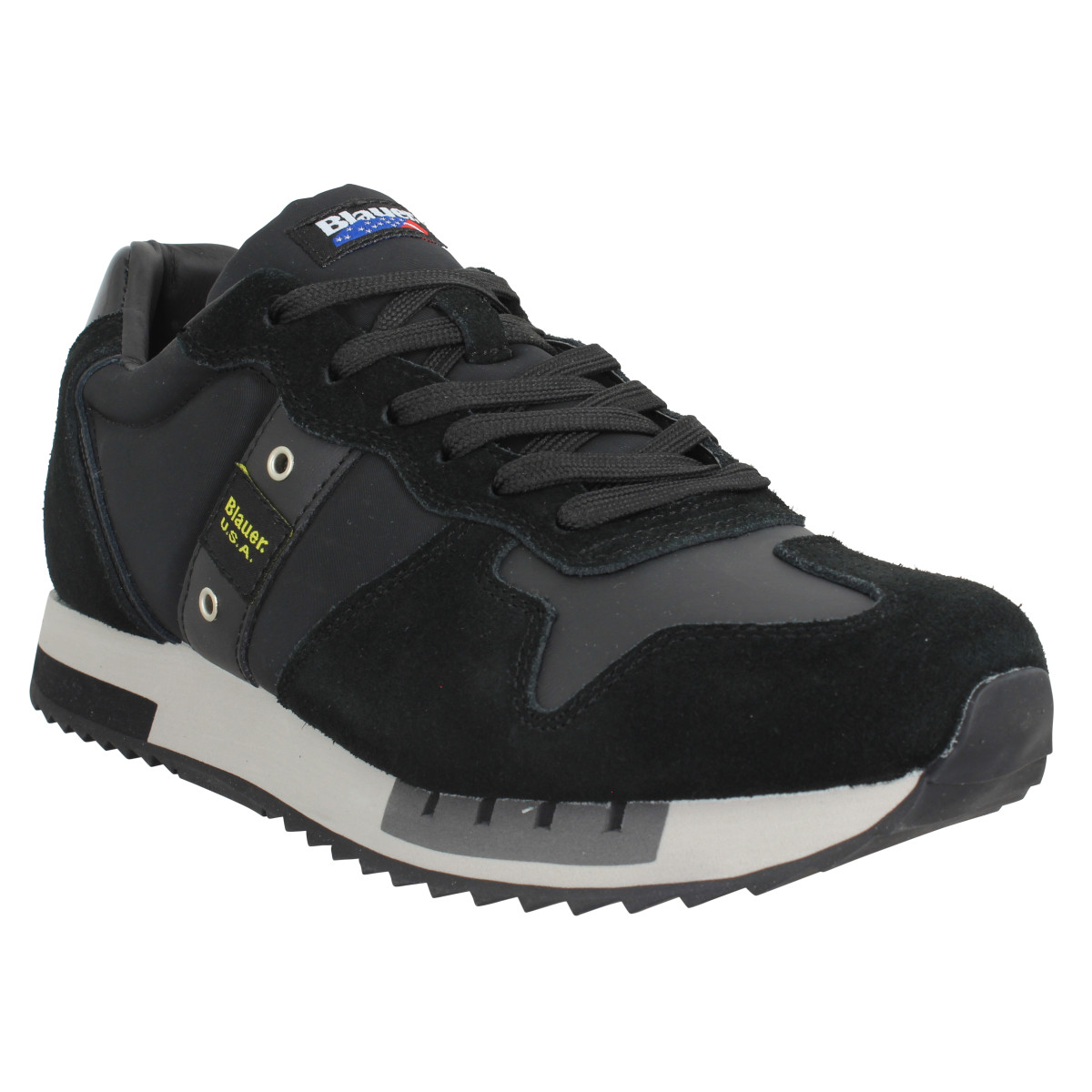 Baskets BLAUER Queens 01 velours toile Homme Black Black