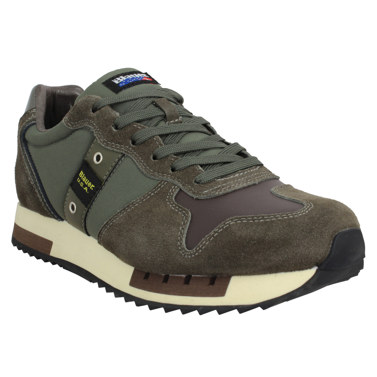 Baskets BLAUER Queens 01 velours toile Homme Dark Brown