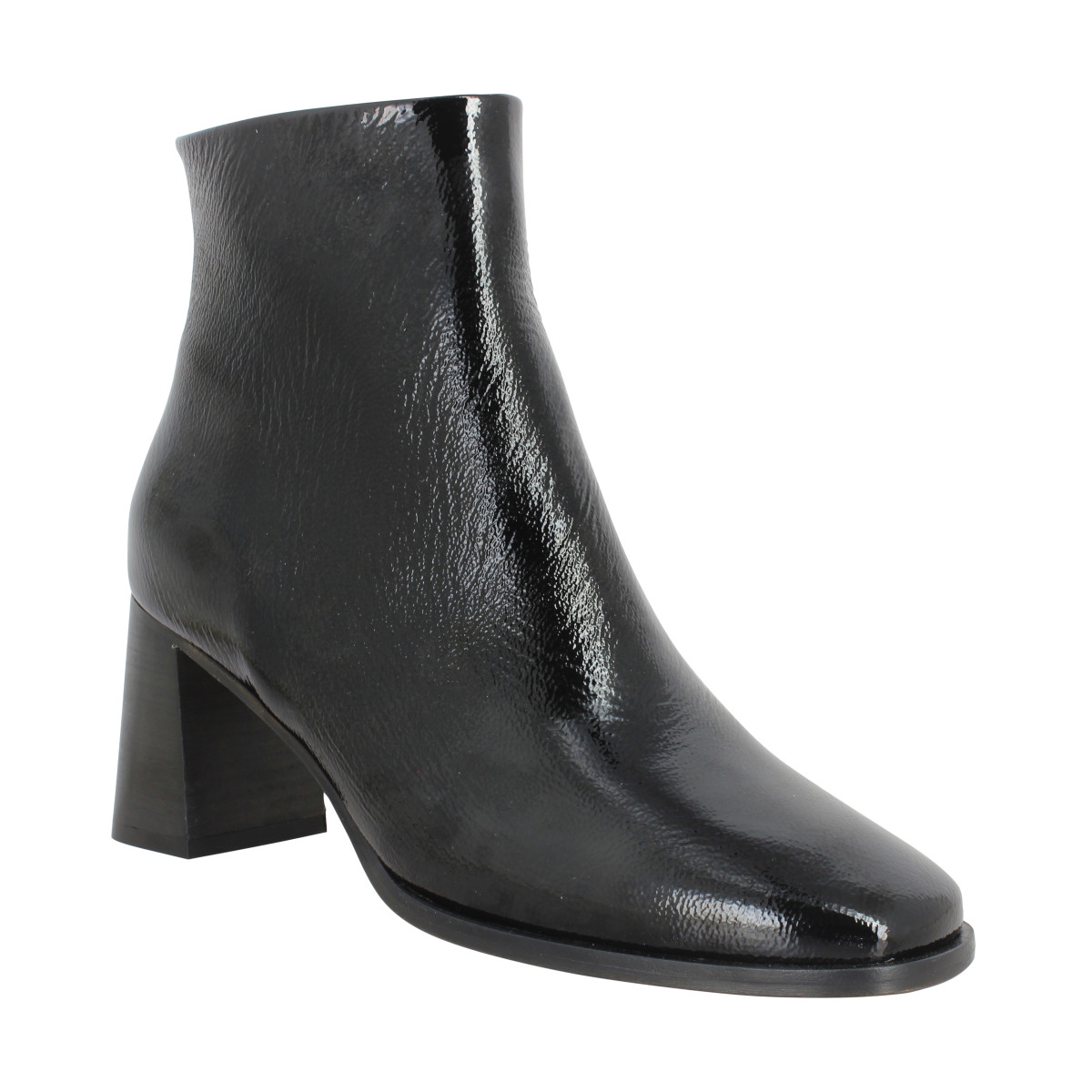 Bottines BOBBIES Esma cuir verni froisse Femme Noir Vinyl