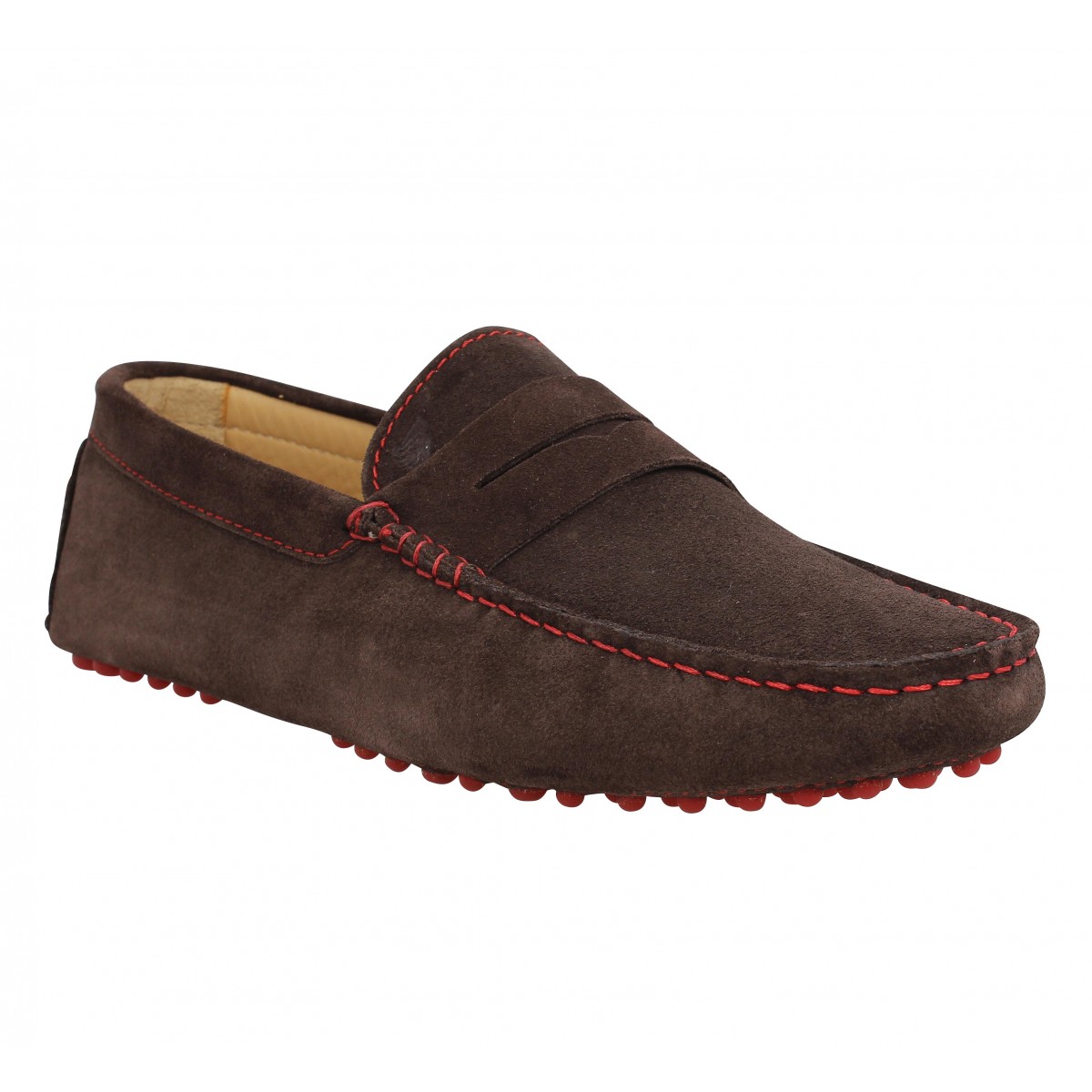 Mocassins BOBBIES L'Elegant velours Homme Marron Chocolat