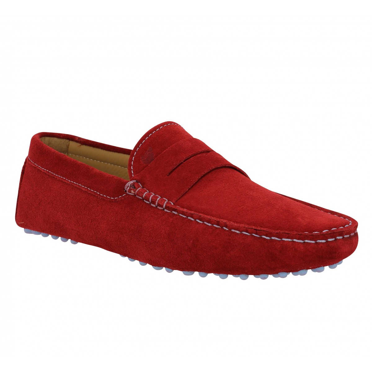 Mocassins BOBBIES L'Elegant velours Homme Rouge Anglais