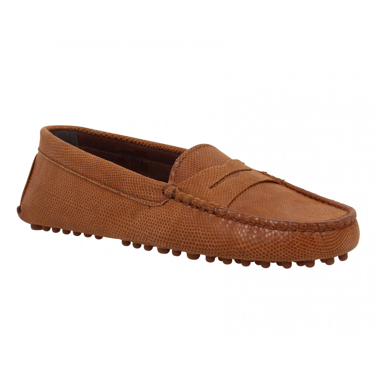 Mocassins BOBBIES L'Indomptable cuir reptile Femme Fauve