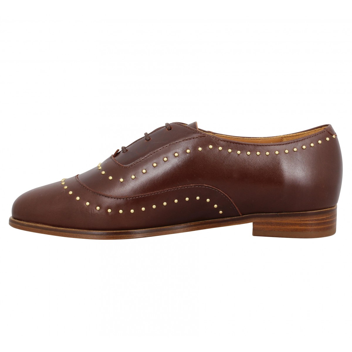 Chaussures Bobbies la pointilleuse cuir femme marron femme Fanny