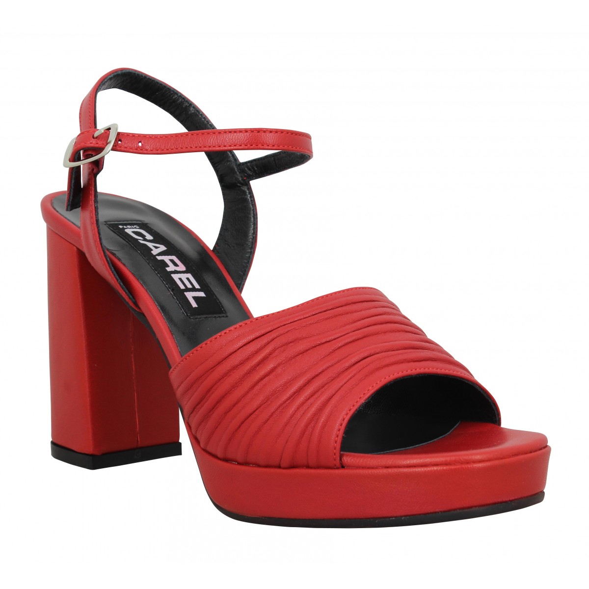 Carel Femme Plisse Cuir -36-rouge