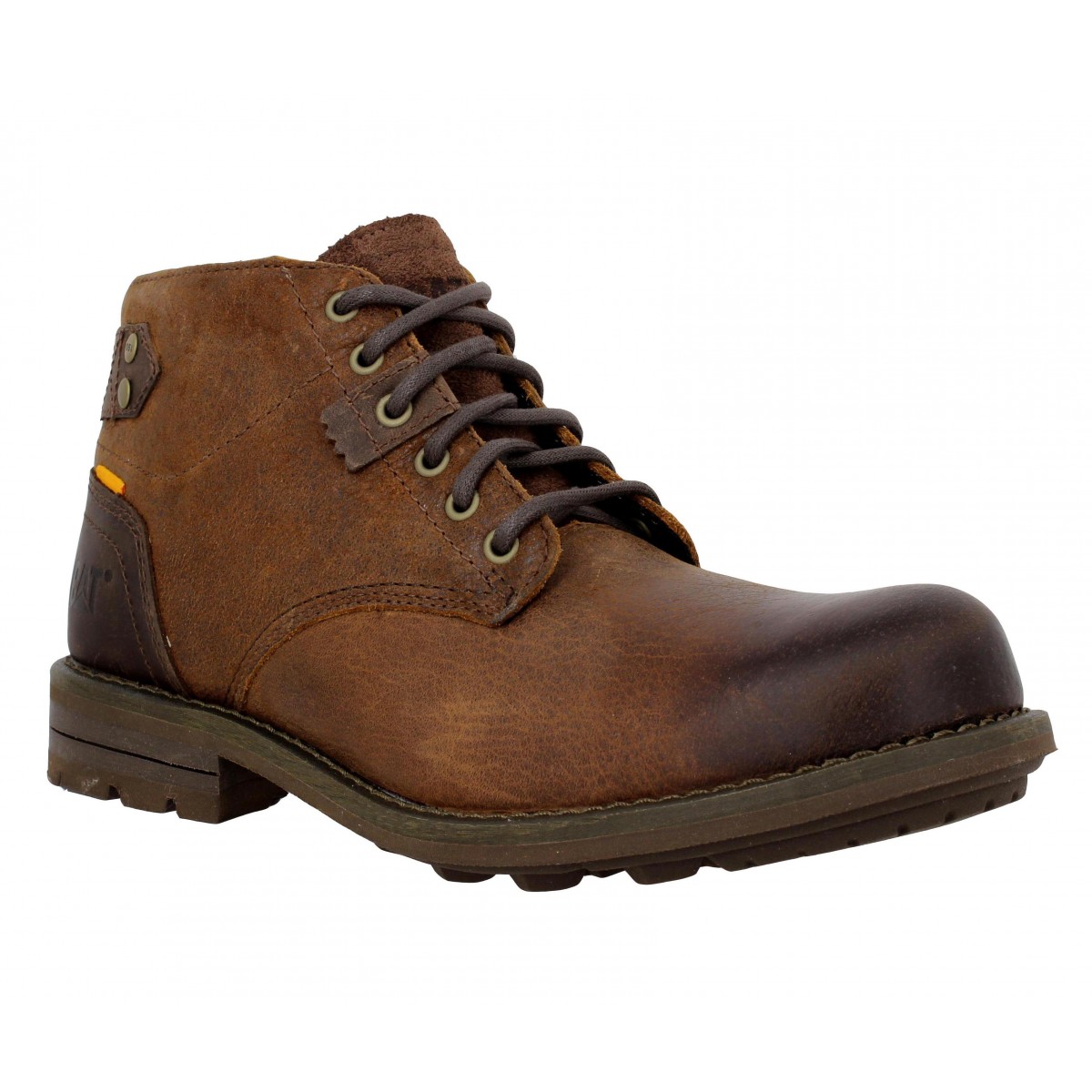 Bottines CATERPILLAR New Castle cuir Homme Marron Fonce