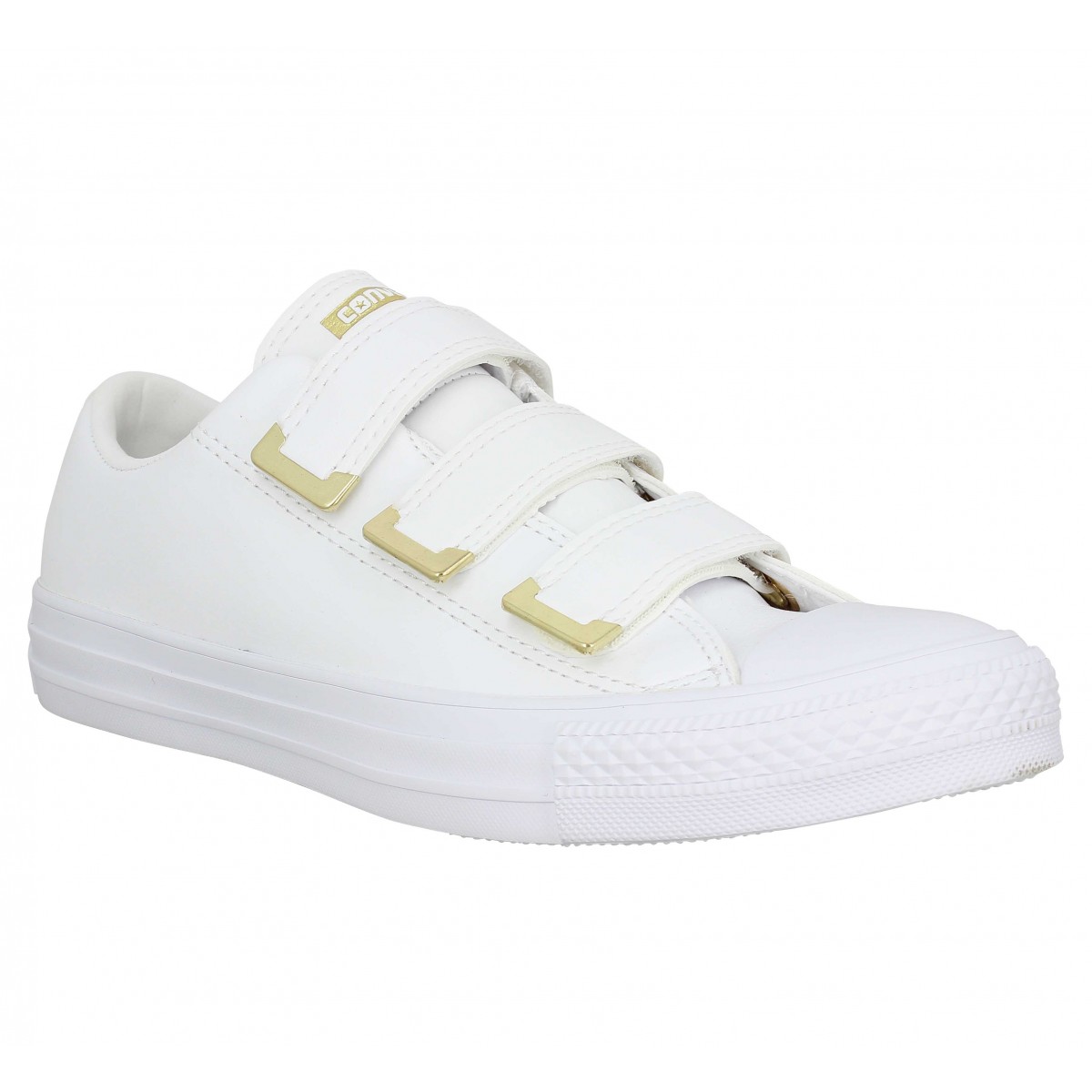 converse blanche et or cuir femme