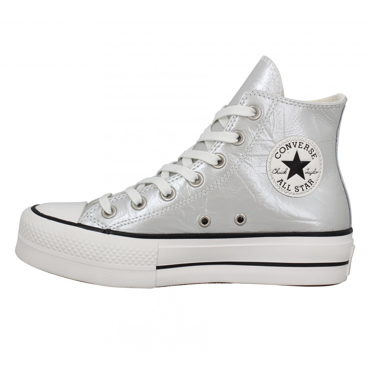 converse cuir argent