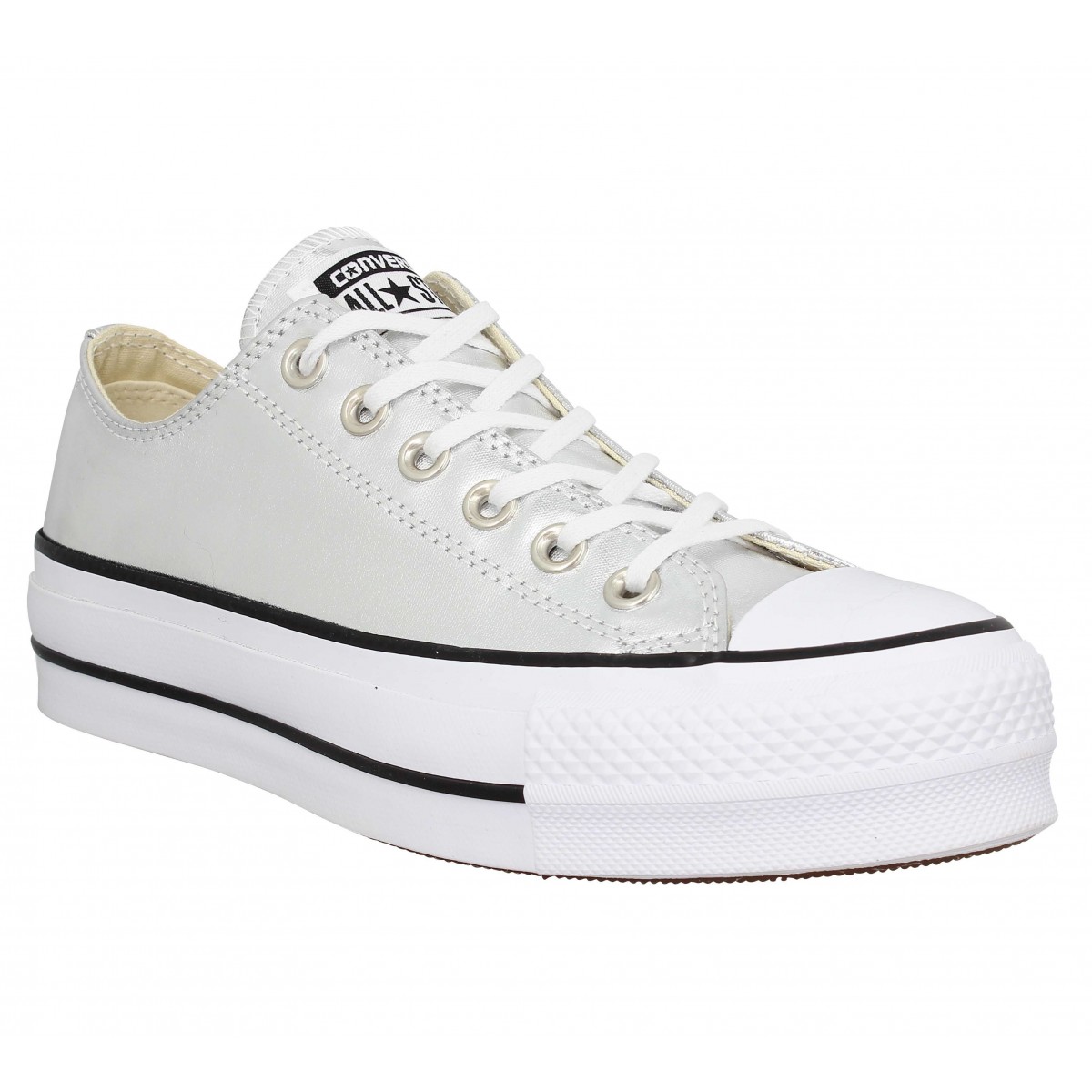 converse plateforme argente