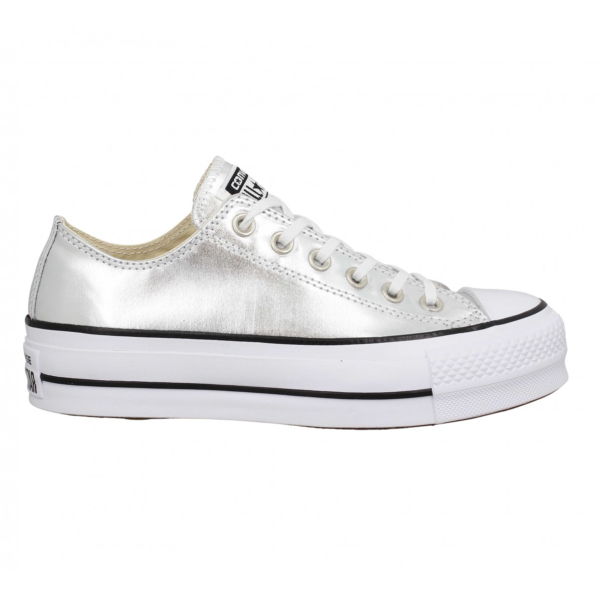 converse cuir argent