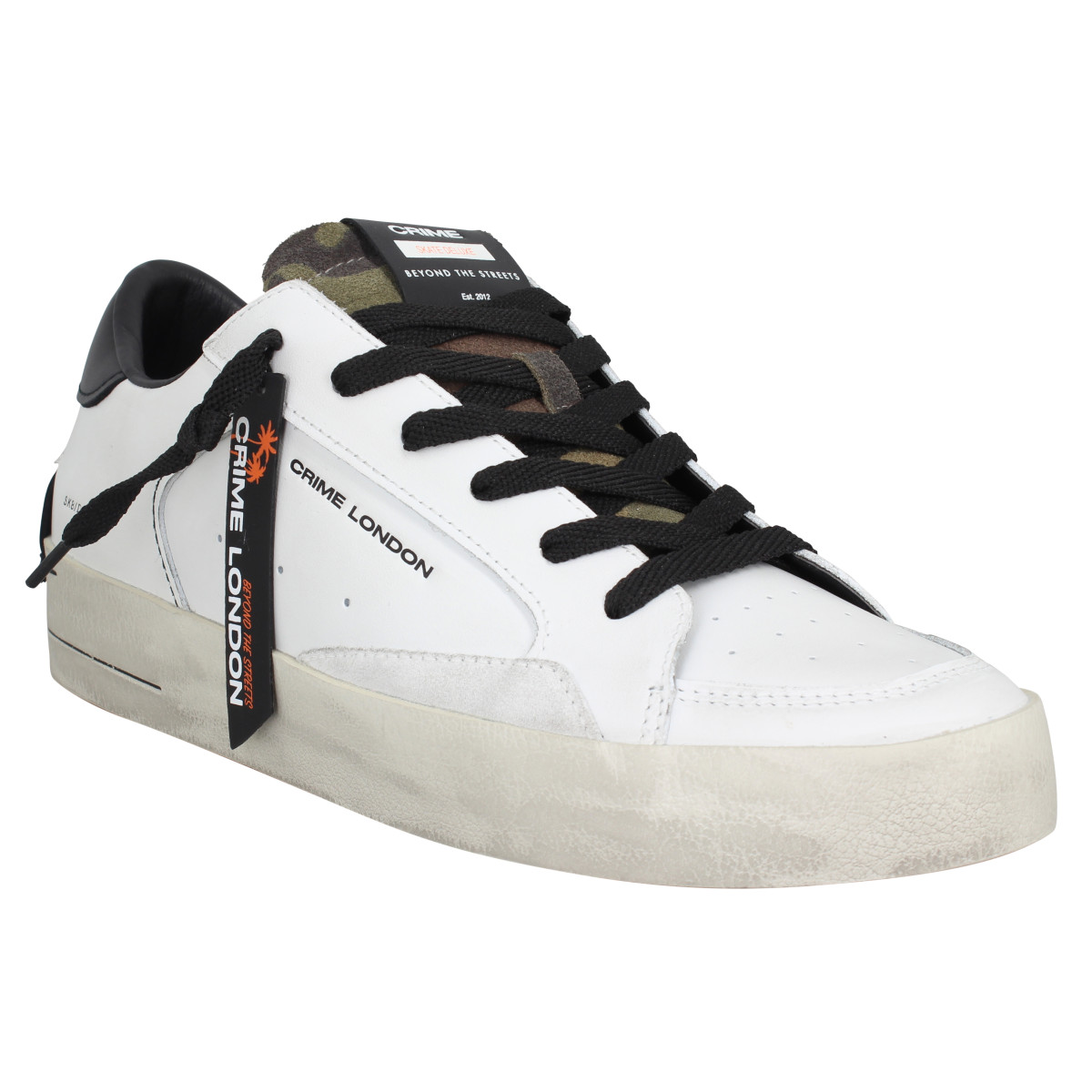 Baskets CRIME LONDON SK8 Deluxe cuir Homme Blanc