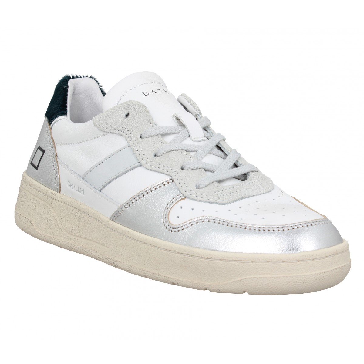 Baskets DATE SNEAKERS Court 2.0 cuir velours Femme White Silver