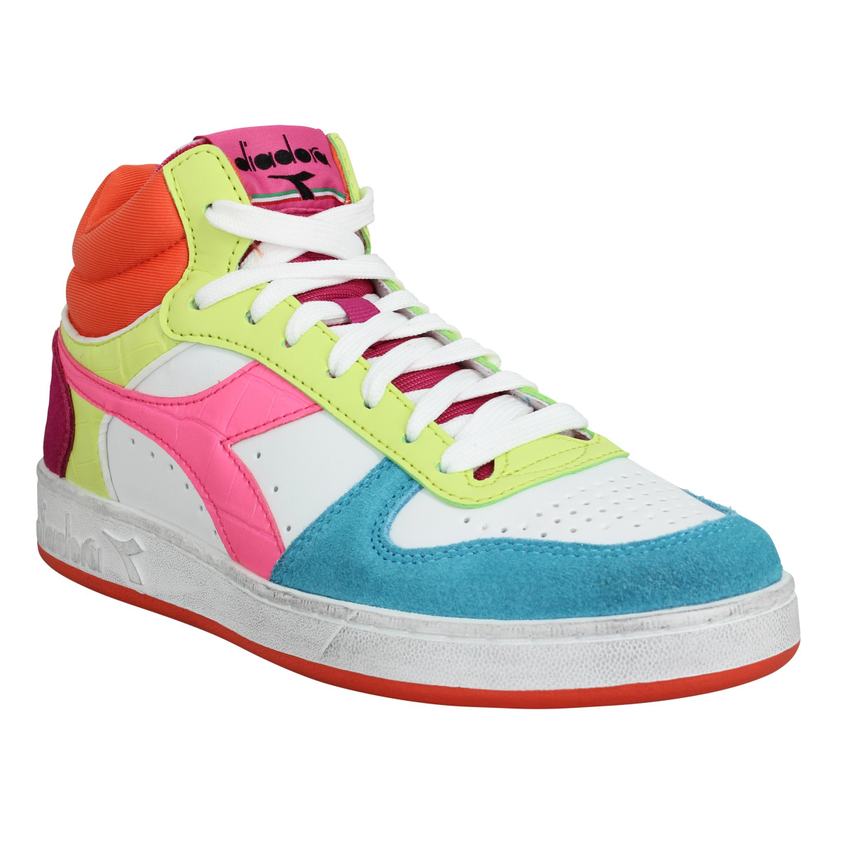 Baskets DIADORA Magic Basket Demi croco cuir simili Femme Daiquiri