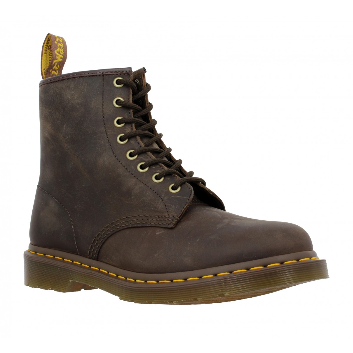 Bottines Dr MARTENS 1460 box gras Homme Brun Fonce