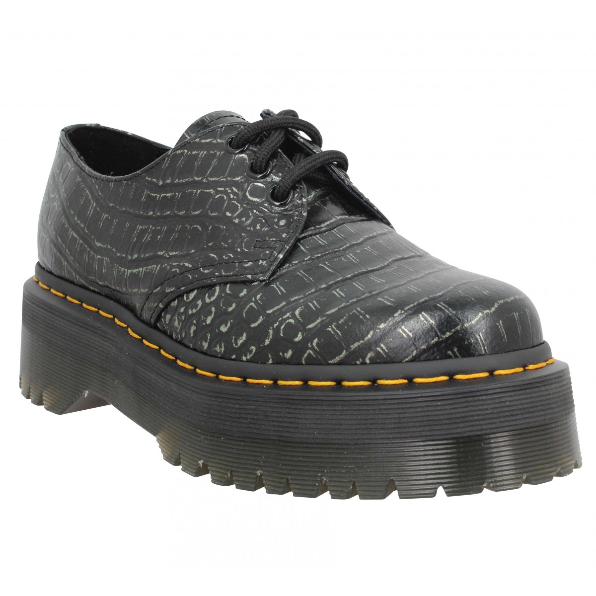 Chaussures à lacets Dr MARTENS 1461 quad wild croc emboss Femme Gunmetal