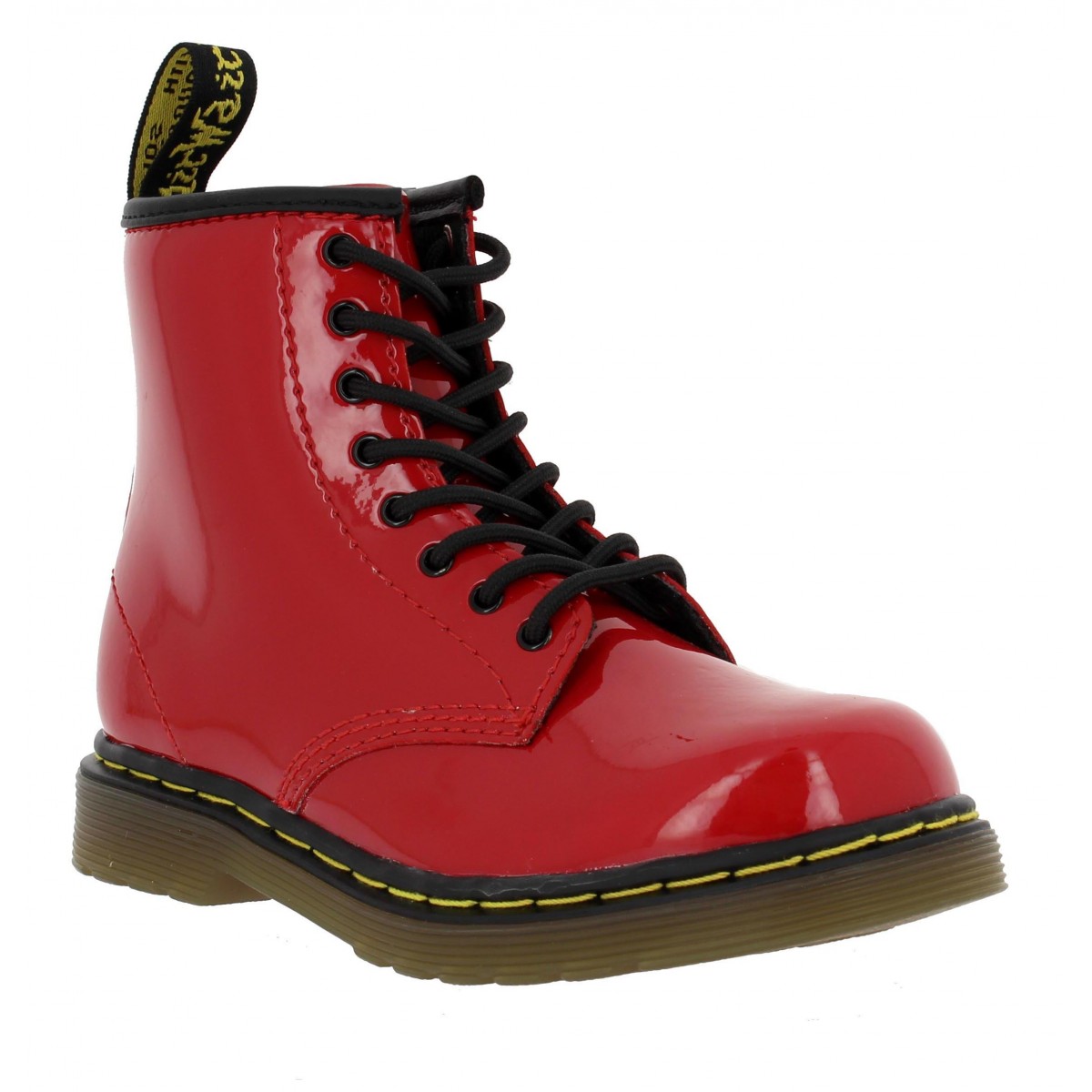 Bottines Dr MARTENS Brooklee vernis Enfant Rouge