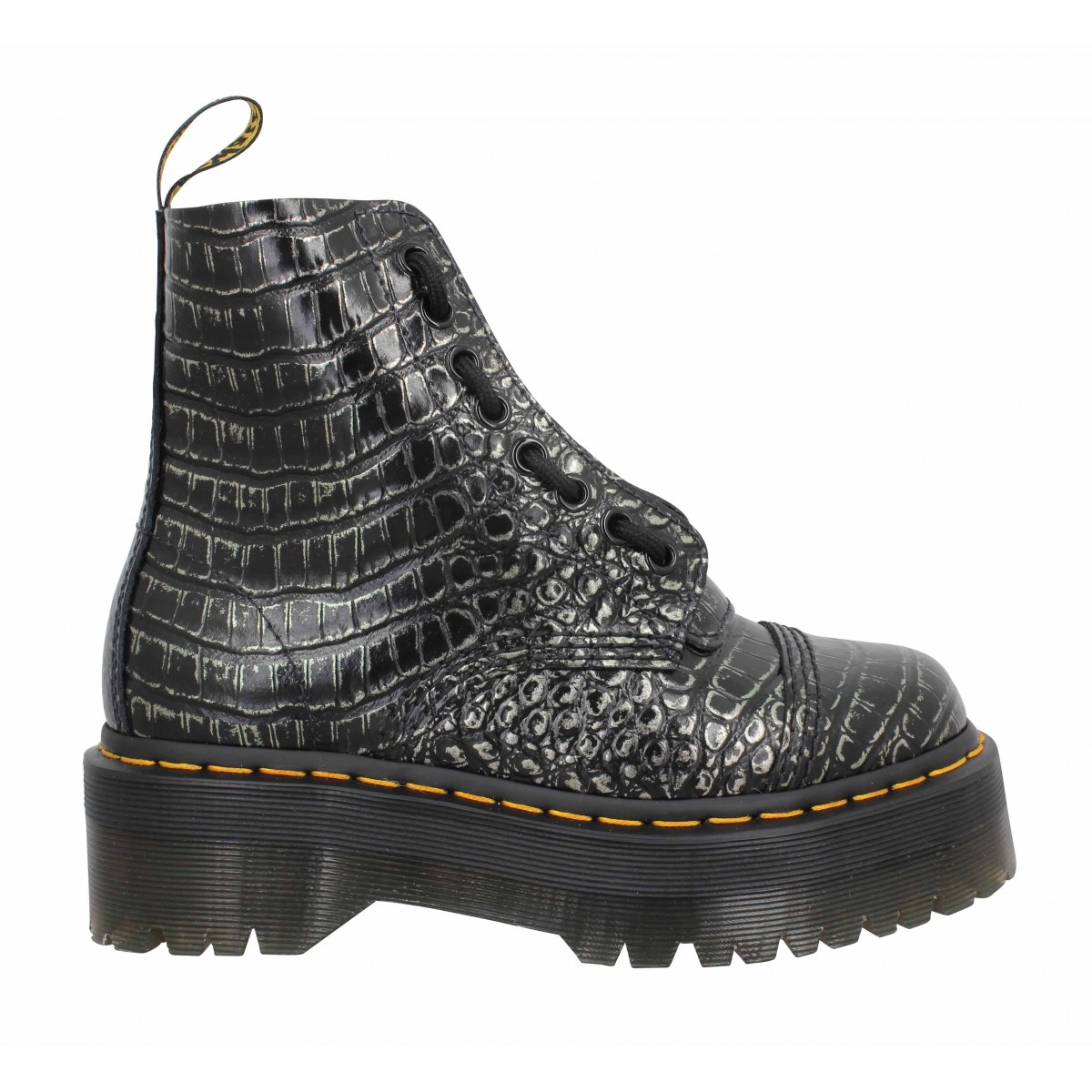 Chaussures Dr martens sinclair wild croc emboss femme gunmetal