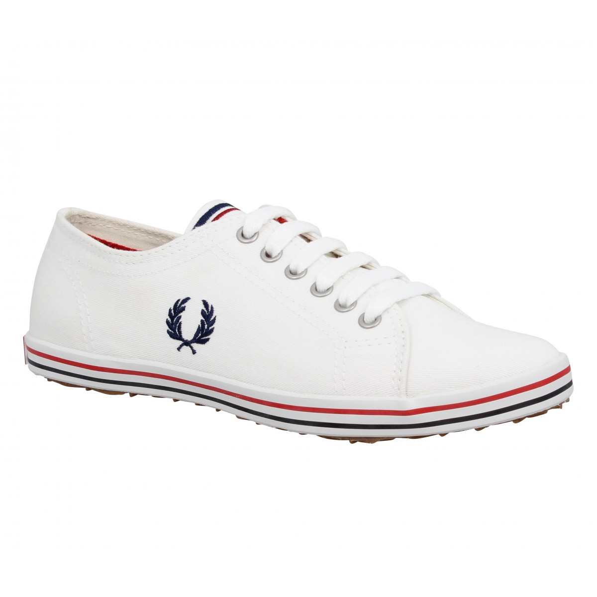 Baskets FRED PERRY Kingston toile Femme Blanc + Marine
