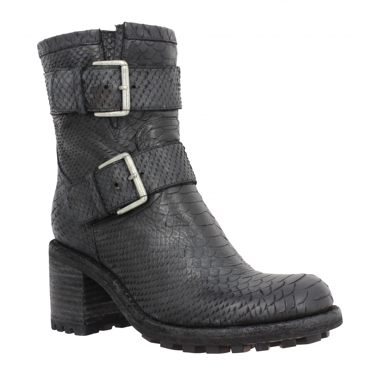 Bottines FREE LANCE Biker 7 Ministrap diamente wash Femme Noir