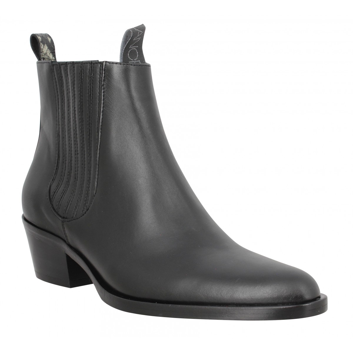 Bottines FREE LANCE Jane 5 Deco Chelsea Boot cuir lisse Femme Noir