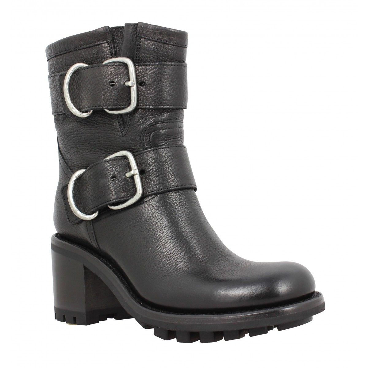 Bottines FREE LANCE Justy 7 Minstrap Buc cuir Femme Noir